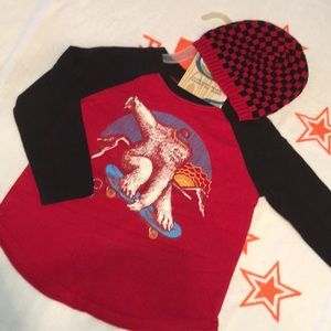 Ocean Pacific T-shirt & marching beanie 3T